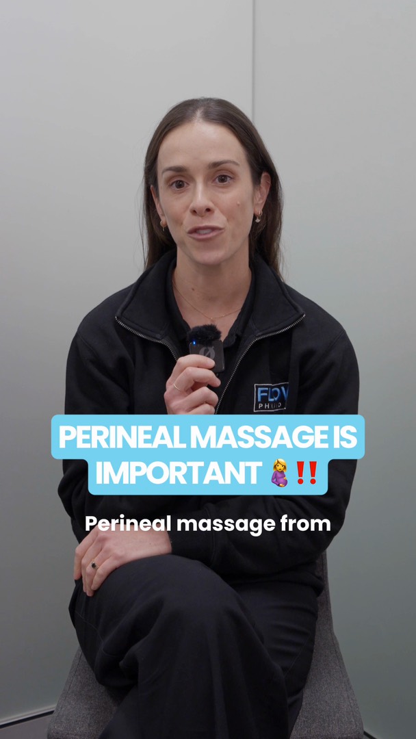 Physiotherapist Edi talking to camera about perineal massage