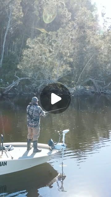 Fly fishing from a boat in shallow water
